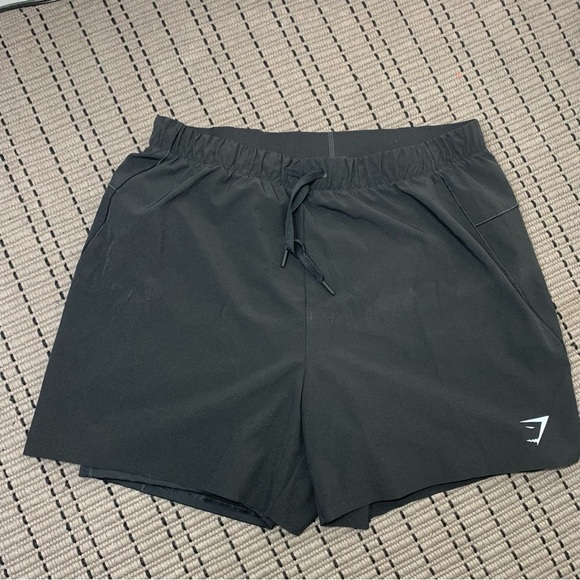 Gymshark Speed Run Black 5" Sport 2 In 1 Shorts Built-in Pocket Back Zip Sz XXL - Picture 4 of 11